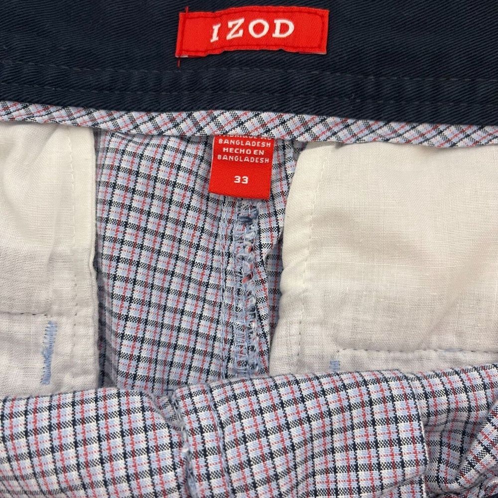Izod Mens Plaid Shorts Size 33 Blue Golf Casual Pockets Dad 100% Cotton - Picture 4 of 8